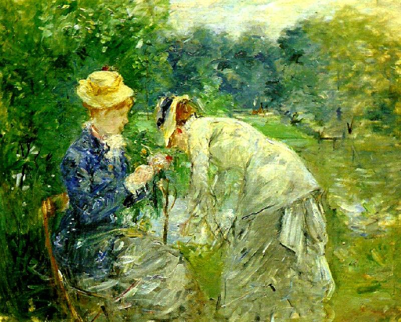 Berthe Morisot i boulognerskogen France oil painting art